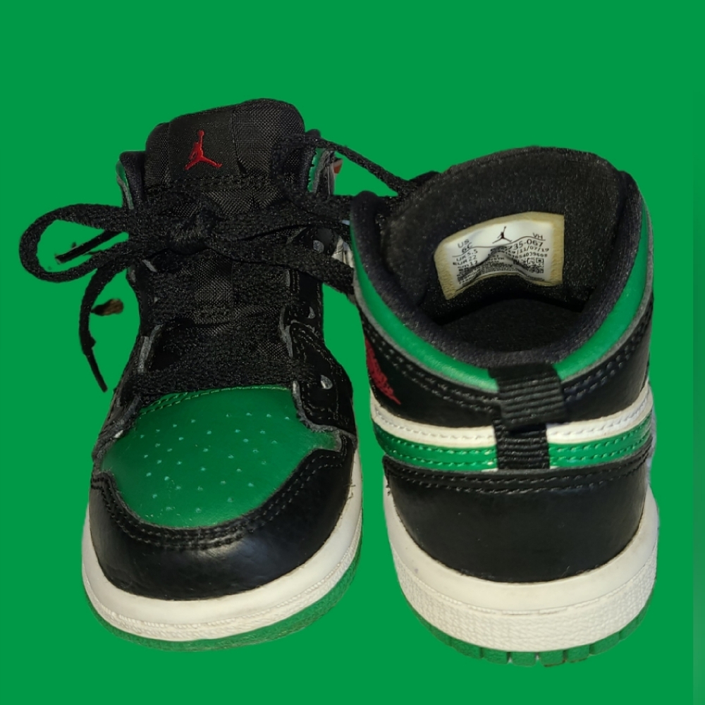JORDAN AIR JORDAN 1 MID GREEN TODDLER SIZE 6C - Picture 4 of 7